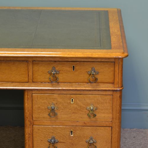fig 2. Spectacular Large Golden Oak Antique Victorian Pedestal Desk