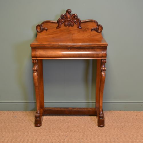 Unusual Figured Mahogany Victorian Antique Console Table