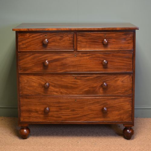 Beautiful Country Figured Mahogany Regency Antique Chest of Drawers
