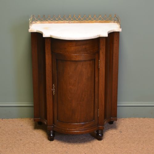 Unusual Small Bow Fronted Antique Mahogany Victorian Side Cabinet