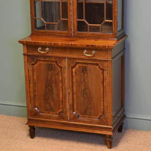 fig 1. Spectacular Quality Edwardian Inlaid Mahogany Glazed Display Cabinet on Cupboard