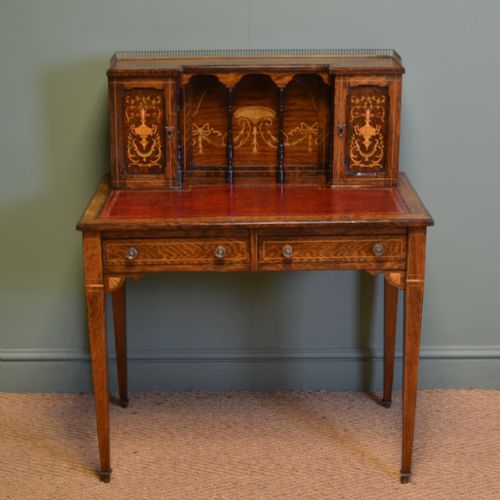 Spectacular Inlaid Rosewood Victorian Antique Writing Table