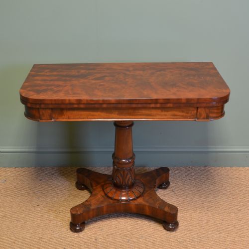 Striking William IV Figured Mahogany Antique Card / Games Table