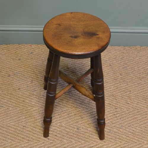 fig 1. Six Victorian Country Fruitwood Antique Stools