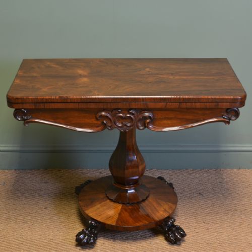 
Fine Quality William IV Rosewood Antique Card / Games / Side Table
