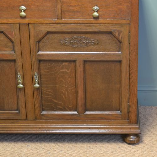 fig 1. Unusual Shoolbred Figured Oak Antique Cupboard