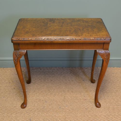 Elegant Figured Walnut Antique Side / Games Table