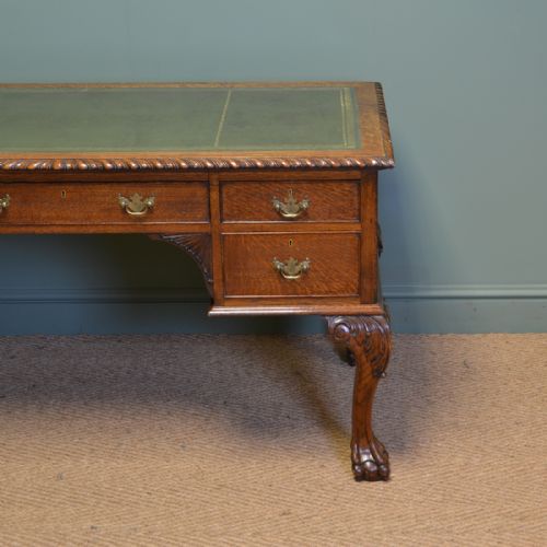 fig 1. Spectacular Victorian Oak Antique Desk