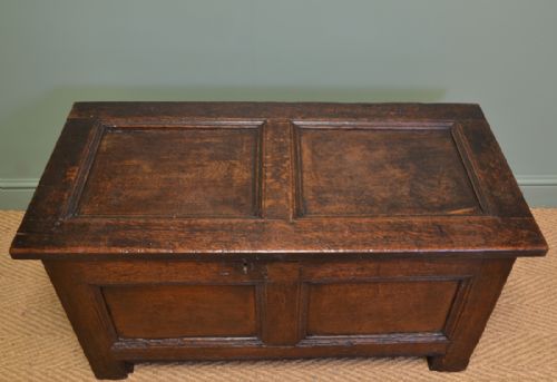 fig 1. Seventeenth Century Period Panelled Oak Antique Coffer