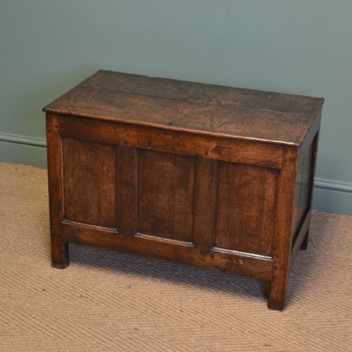 
Beautiful Country House Figured Oak Small Antique Coffer
