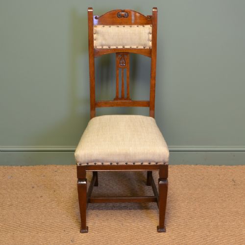 fig 1. Quality Set of Six Walnut Arts & Crafts Victorian Antique Dining Chairs