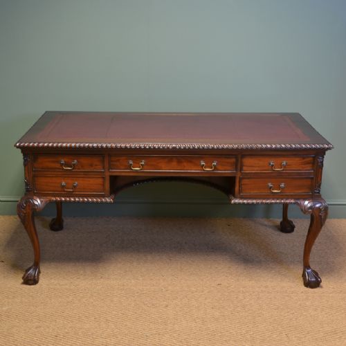 Large Victorian Antique Mahogany Partners Desk
