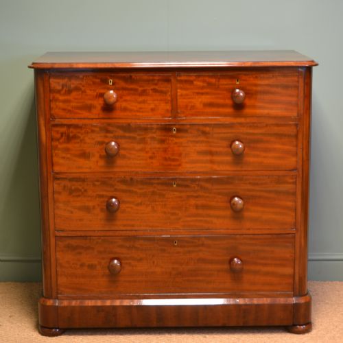 Superb Quality Victorian Figured Mahogany Antique Chest of Drawers