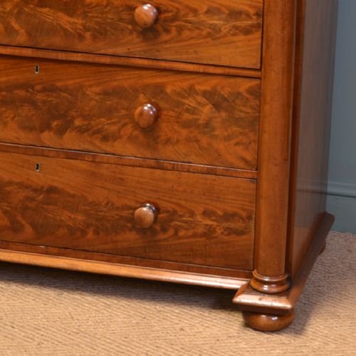 fig 1. Striking Victorian Figured Flamed Mahogany Antique Scottish Chest Of Drawers