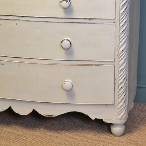 fig 1. Victorian Bow Fronted Painted Antique Chest Of Drawers