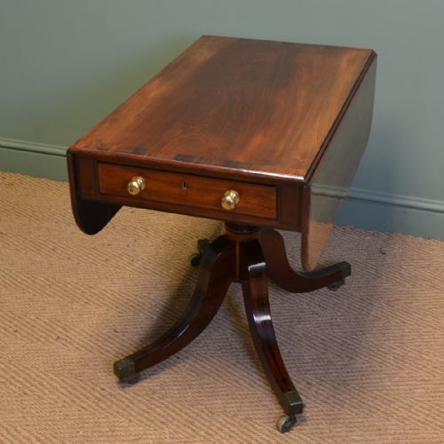 
Fine Regency Figured Mahogany Antique Drop Leaf Dining Table
