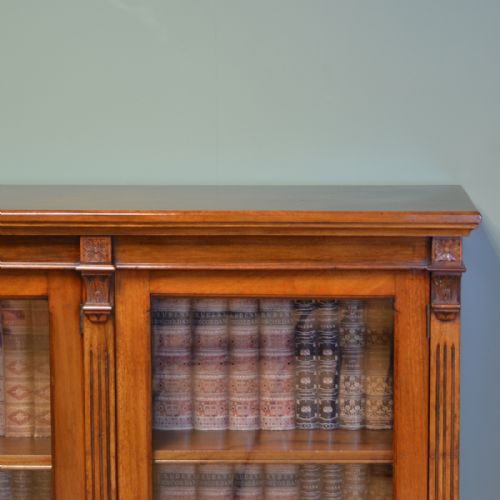 fig 1. Spectacular Maple & Co Victorian Antique Walnut Three Door Bookcase