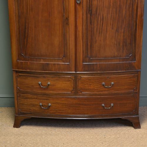 fig 1. Edwardian Mahogany Antique Bow Fronted Double Wardrobe