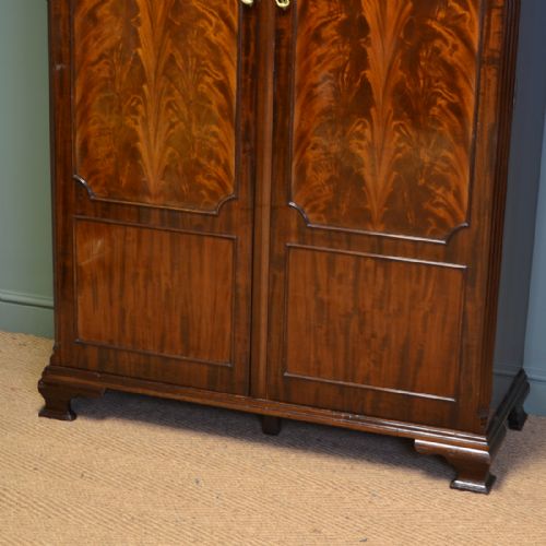 fig 1. Spectacular Edwardian Waring & Gillows Figured Flamed Mahogany Antique Double Wardrobe