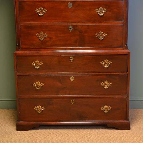 fig 1. Spectacular Georgian Figured Mahogany Antique Chest on Chest