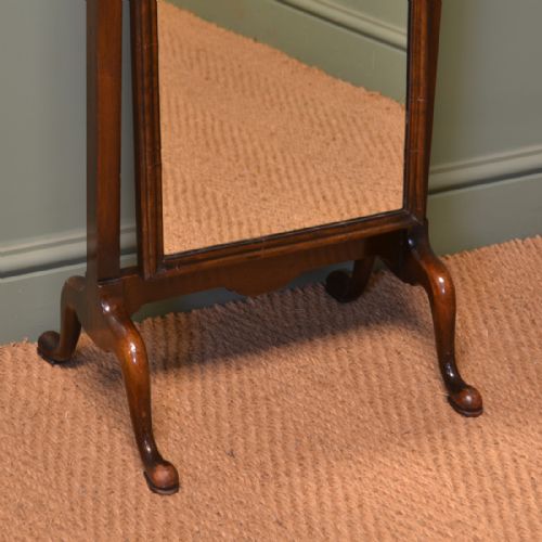 fig 1. Elegant Antique Art Deco Walnut Cheval Mirror
