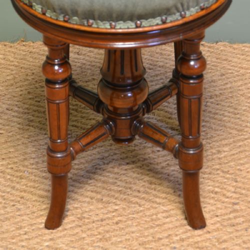 fig 1. Quality Victorian Walnut Antique Revolving Stool