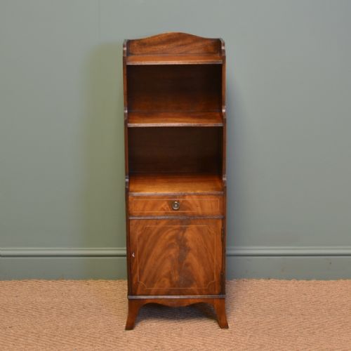Quality Small Edwardian Figured Mahogany Antique Waterfall Bookcase