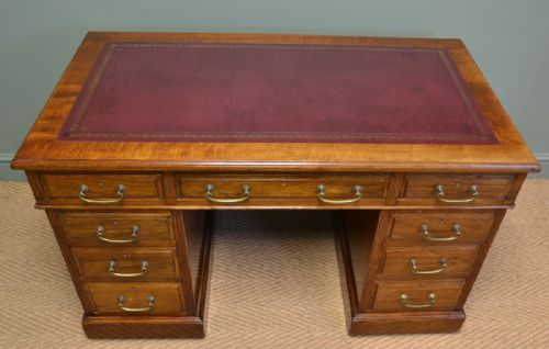 fig 1. Walnut Antique Victorian Pedestal Desk by S & H Jewell of London