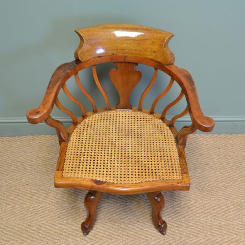 fig 1. Arts & Crafts Victorian Walnut Antique Swivel Desk Chair