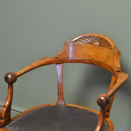 fig 1. Quality Victorian Walnut Antique Swivel Desk Chair