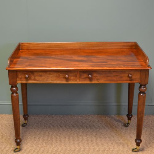 Fine Quality Victorian Figured Mahogany Antique Side / Writing Table