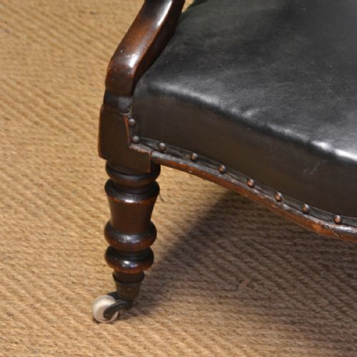 fig 1. Country House Victorian Leather and Mahogany Button Back Antique Arm Chair