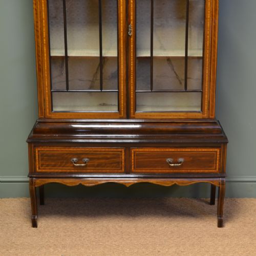 fig 1. Superb Quality Victorian Inlaid Mahogany Antique Display Cabinet