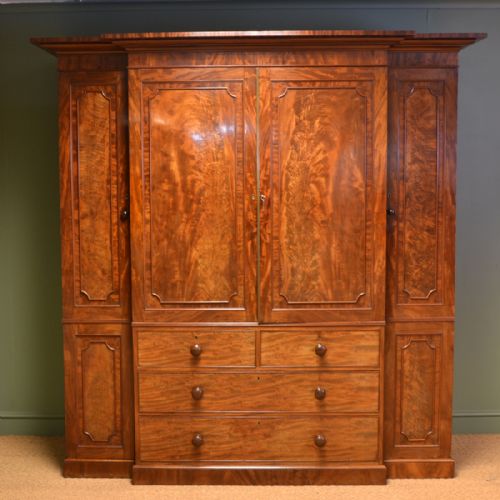 
Spectacular Quality Mahogany Gillows Breakfront William IV Antique Wardrobe
