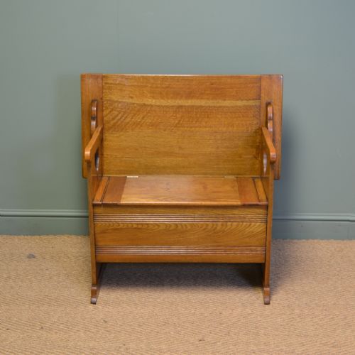 High Quality Edwardian Oak Gardner & Son Antique Bench