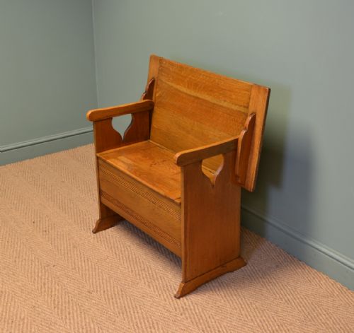 fig 1. High Quality Edwardian Oak Gardner & Son Antique Bench