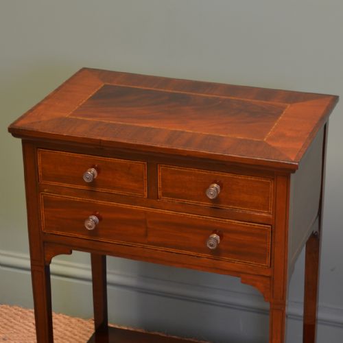 fig 1. Elegant Edwardian Inlaid Mahogany Antique Side Table