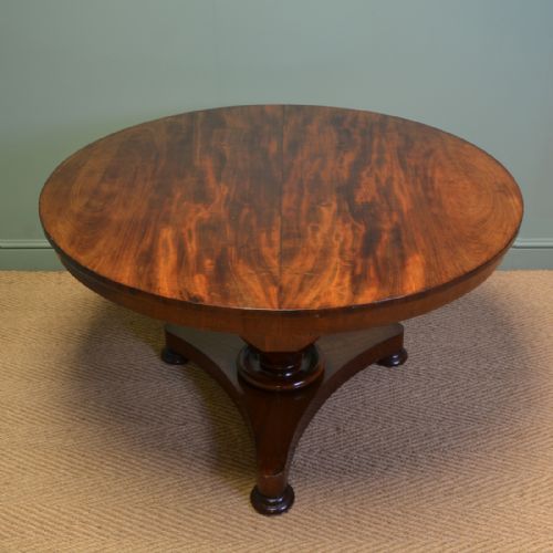Striking William IV Figured Mahogany Circular Antique Dining Table