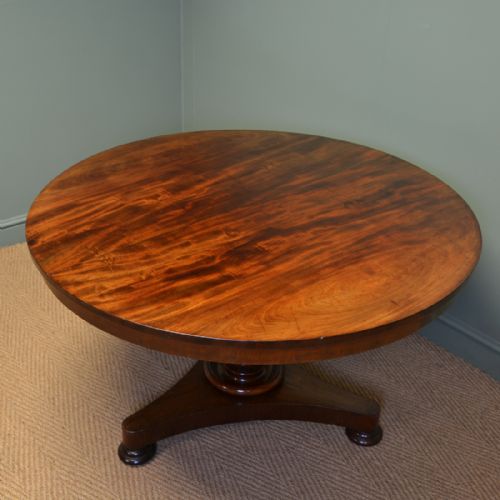 fig 1. Striking William IV Figured Mahogany Circular Antique Dining Table