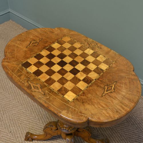 fig 1. Stunning Victorian Figured Walnut Antique Games Table