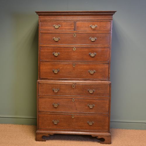 Country House Small Welsh Georgian Oak Antique Chest on Chest