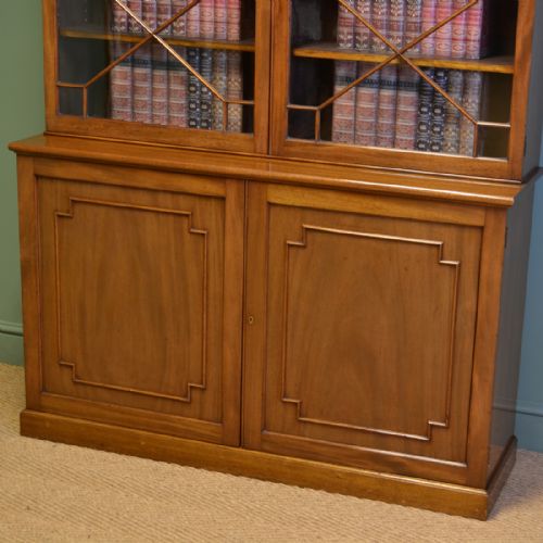 fig 1. Striking Edwardian Walnut Antique Glazed Bookcase on Cupboard