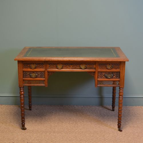 Quality Victorian Walnut Antique Writing Desk by Jas Shoolbred