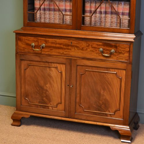 fig 1. Spectacular Victorian Mahogany Antique Glazed Bookcase on Cupboard