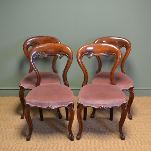 Quality Set of Four Victorian Mahogany Antique Dining Chairs