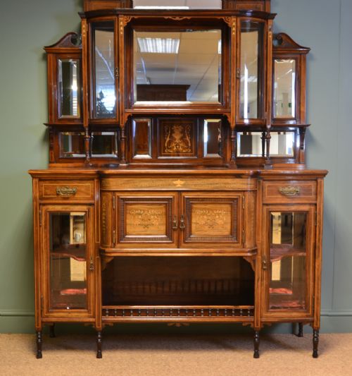 fig 1. Spectacular Exhibition Quality Inlaid Rosewood Antique Victorian Display Cabinet