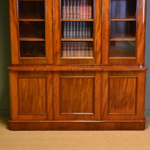 fig 1. Stunning Victorian Mahogany Glazed Antique Library Bookcase on Cupboard