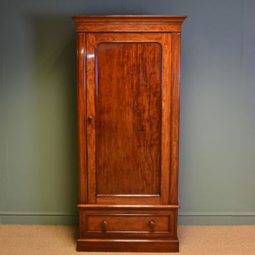 Stunning Victorian Figured Mahogany Antique Single Wardrobe