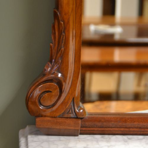 fig 1. Large Victorian Walnut Antique Over-Mantle Mirror