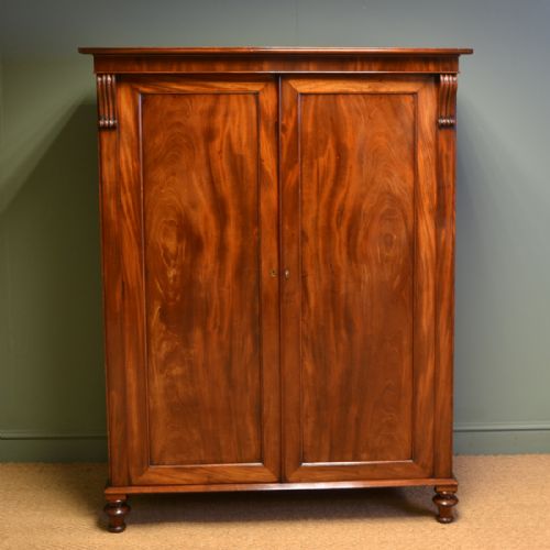 Spectacular Regency Mahogany Antique Linen Press